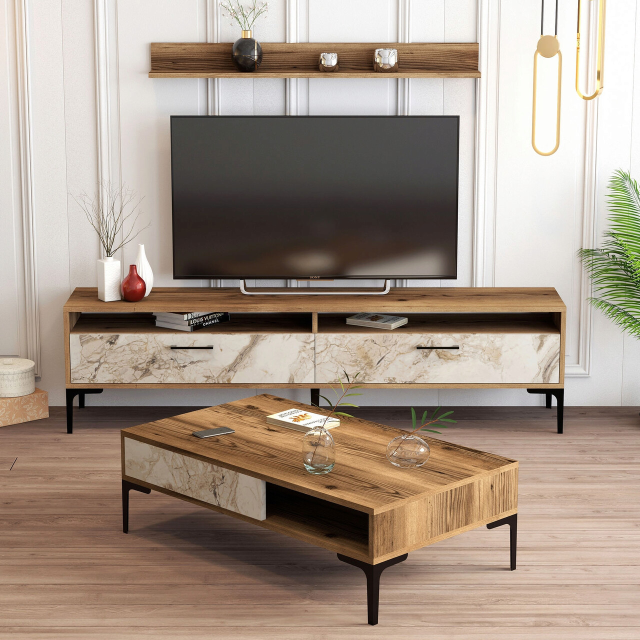 Set mobilier living, Hanah Home, Istanbul, Nuc/Alb - imagine 6